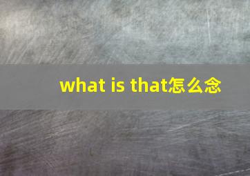 what is that怎么念